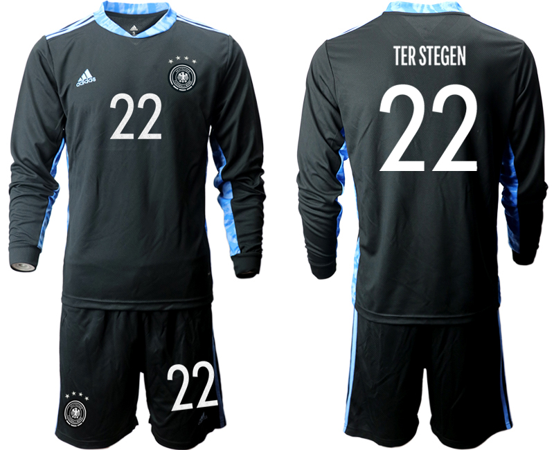 Men 2021 European Cup Germany black Long sleeve goalkeeper #22 Soccer Jersey->germany jersey->Soccer Country Jersey